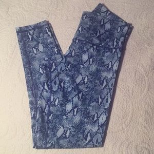 DYI Blue snakeskin print yoga pants